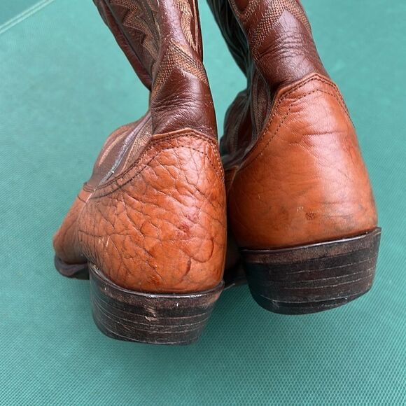 Justin Boots Vintage men’s Western Cowboy Size 19.5D Style 1443 USA Camel - Picture 9 of 11